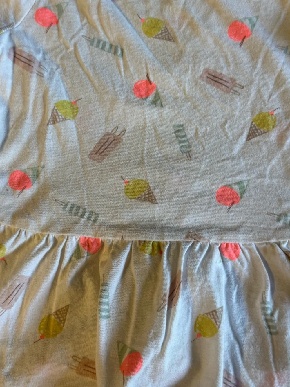 GAP Girls' White Ice Cream Print Short Sleeve Peplum Tee